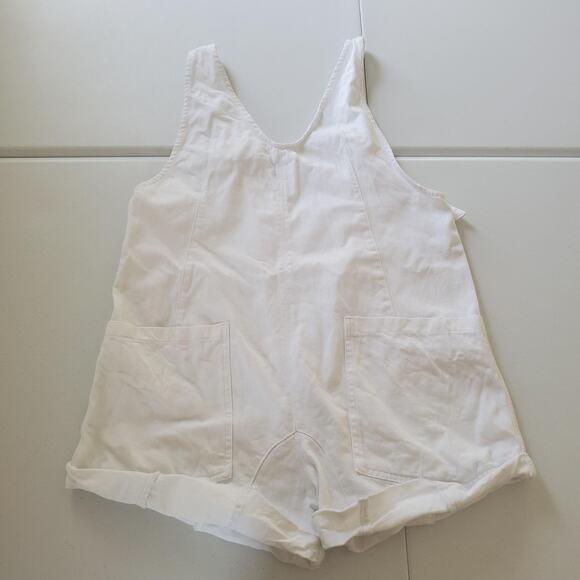 Free People We The Free Shortalls High Roller Womens Medium White Overall Shorts - Picture 1 of 11
